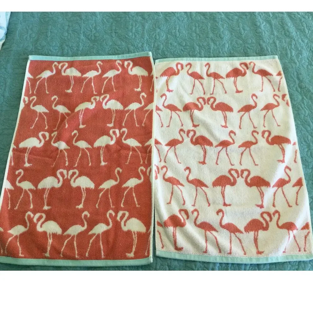 Flamingo Print Reversible Bathroom Towel Set